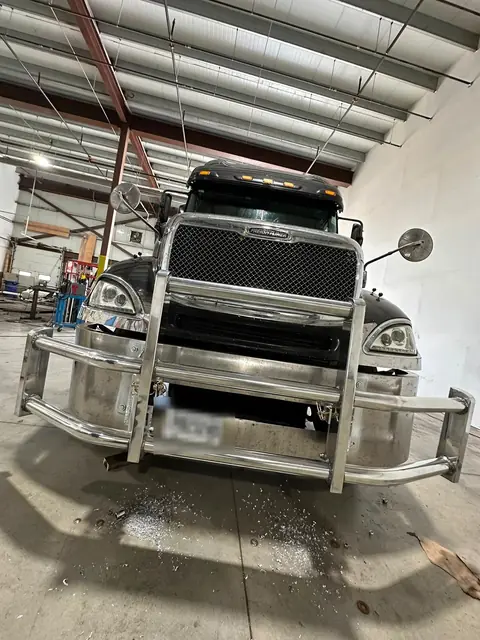 Heavy-duty grille guard installed