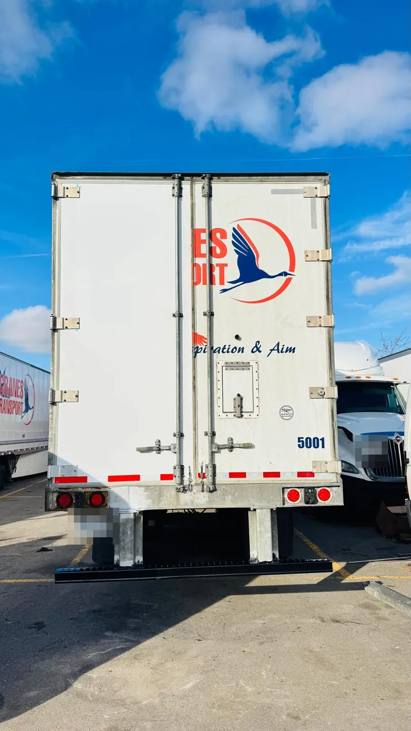New rear ICC bumper installed on a reefer trailer by Baaz Welding